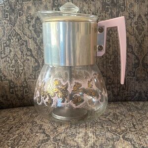 Glass Perc-kingCoffee Pot with Pink Handle